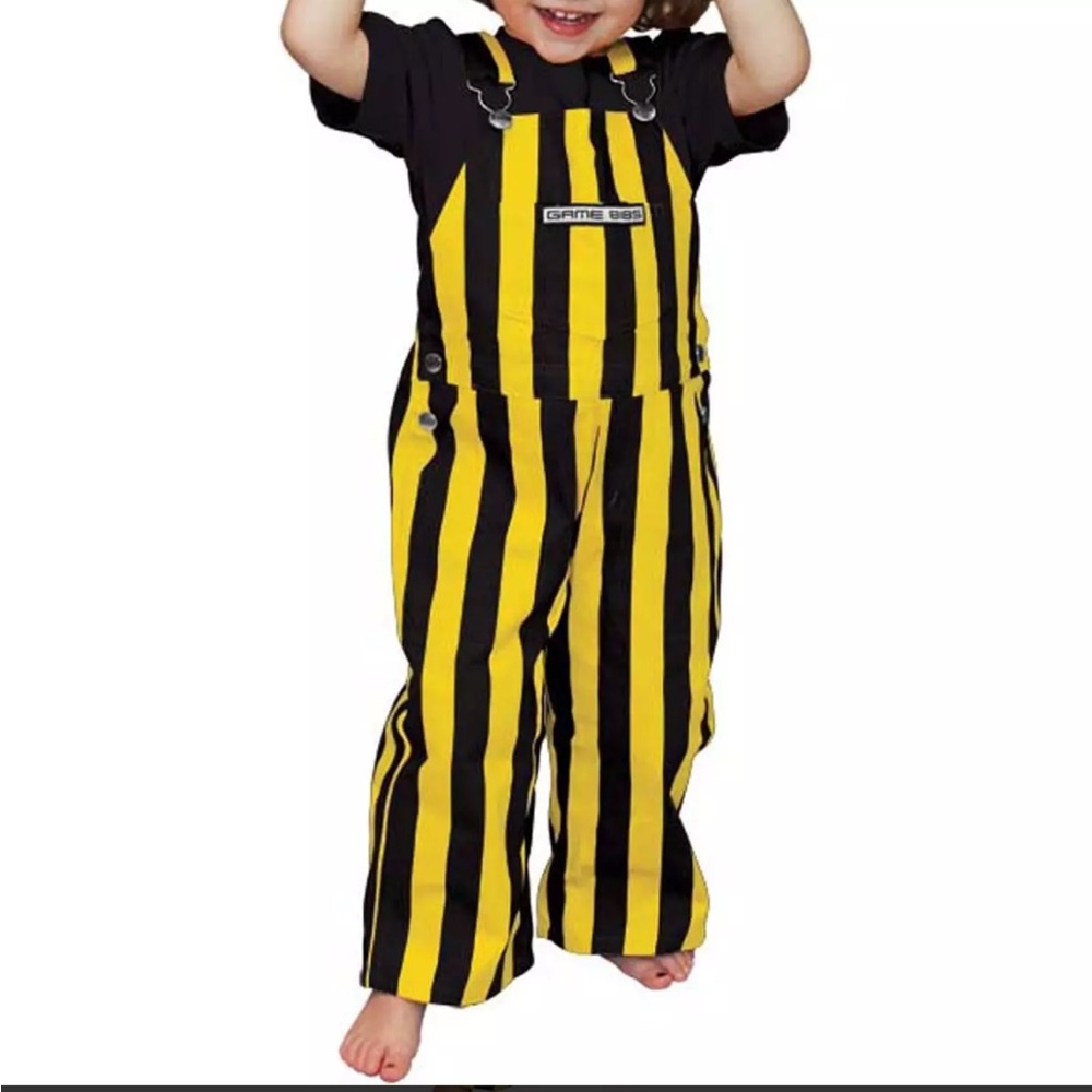 Striped Yellow and Black Toddler Gameday Bibs
